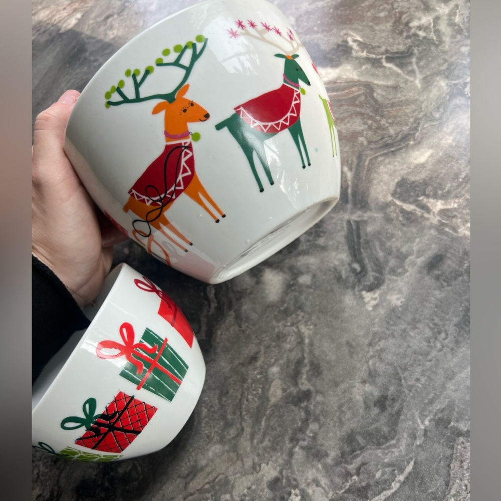 Crate and Barrel Reindeer Holiday Bowls